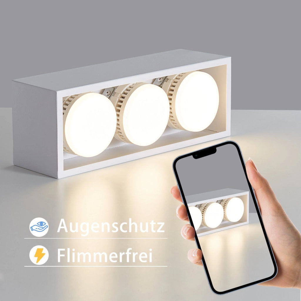 ZMH Faretto da soffitto LED quadrati 3 fiamme rotanti
