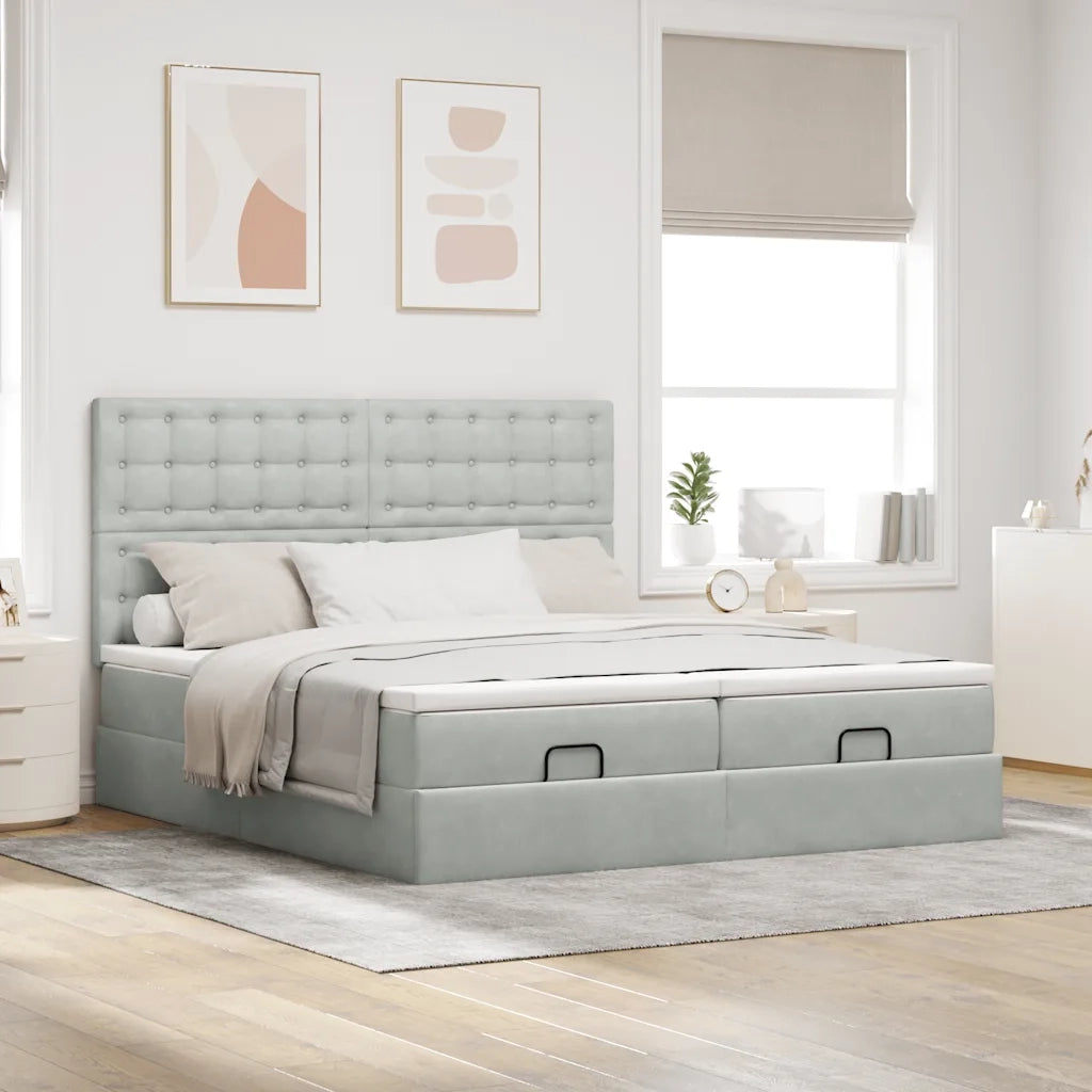 Struttura Letto Pouf con Materassi 160x200 cm in Velluto 3314651