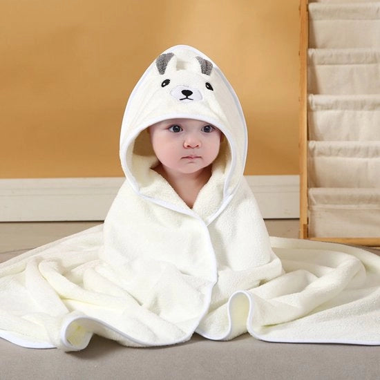 Asciugamano per bambini con cappuccio - 80 x 80 cm - Asciugamano per bambini in fleece corallo - Asciugamano per bambini con cappuccio - Adatto per bambini e neonati - Unisex - 0-5 anni