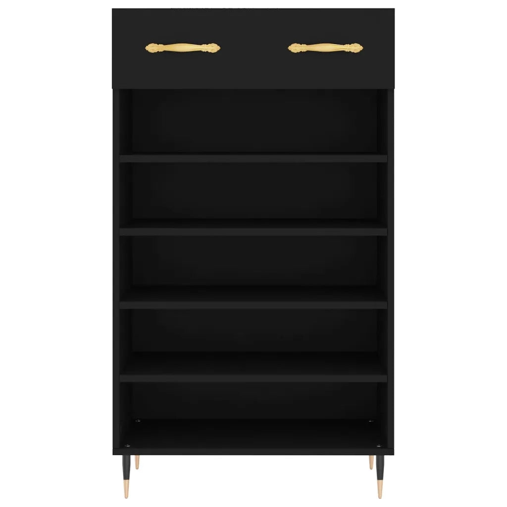 Scarpiera Nera 60x35x105 cm in Legno Multistrato 829589
