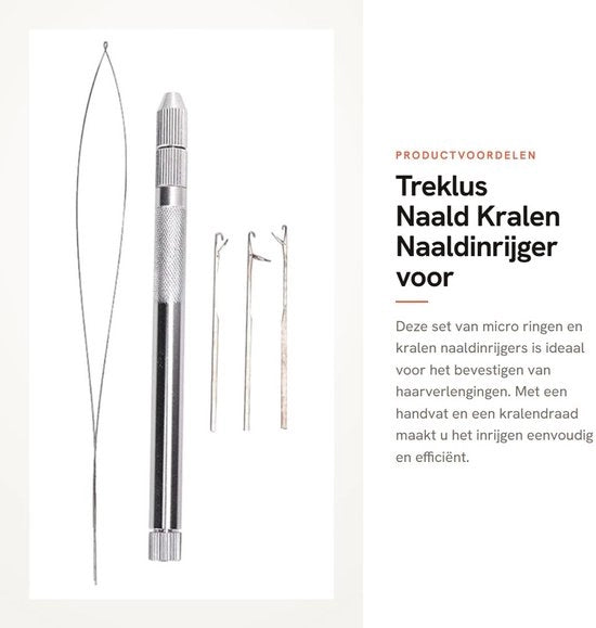 Kit di applicazione micro ring per estensione capelli a mano - set da 3 pezzi - con manico e filo per applicazione capelli