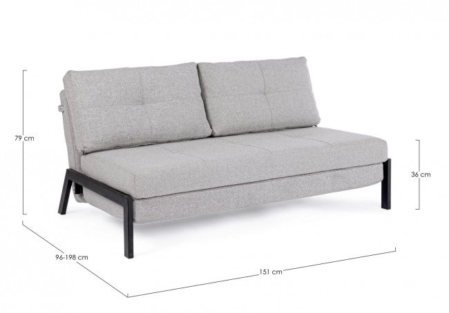 Divano Letto 2 Posti Acciaio Beige Moderno da Interno - ASHTON