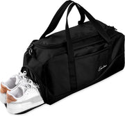 Tas da fitness, sport e viaggio - con tasca per scarpe e tasca umida - Tas per allenamento, nero, Sport