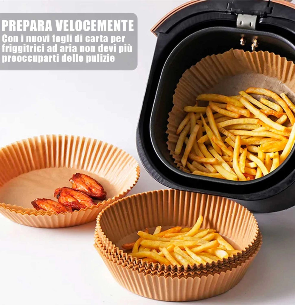 Akitaink Carta Friggitrice Aria 200 Fogli Rotondi 20 24cm