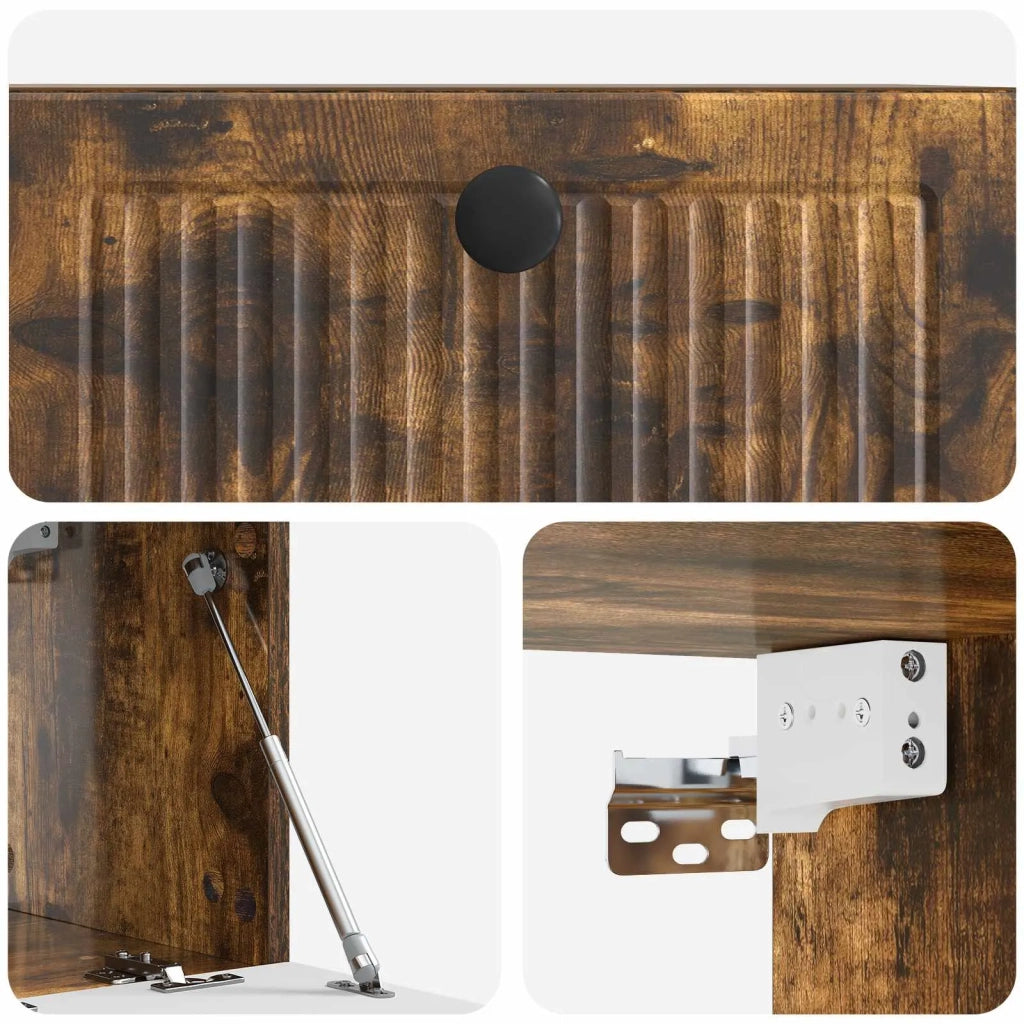 Mobile TV da Muro | Armadietto TV | Mobile Porta TV Rovere Fumo 59,5 x 31 x 30 cm