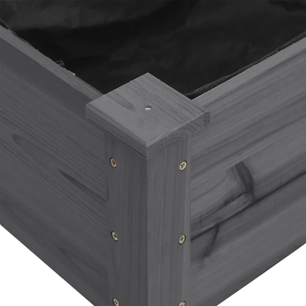 Fioriera pratica su ruote per balcone o giardino 118 x 59 x 80 cm realizzata in legno di abete grigio 02_0055338