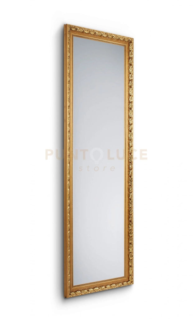 TANJA SPECCHIO DA PARETE CON CORNICE LAVORATA CON GANCI X INSTALLAZIONE ORIZZONTALE E VERTICALE 50X150CM ORO