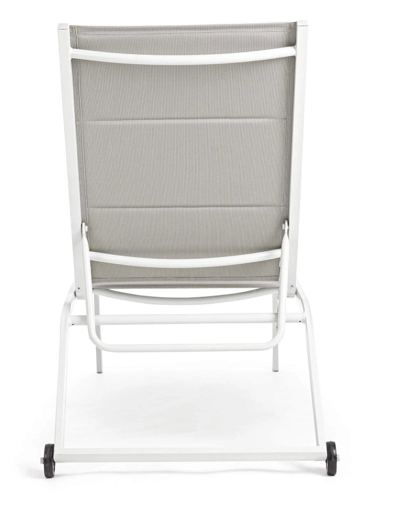 Lettino Prendisole da Giardino 61x192x105 cm con Ruote in Alluminio Bianco