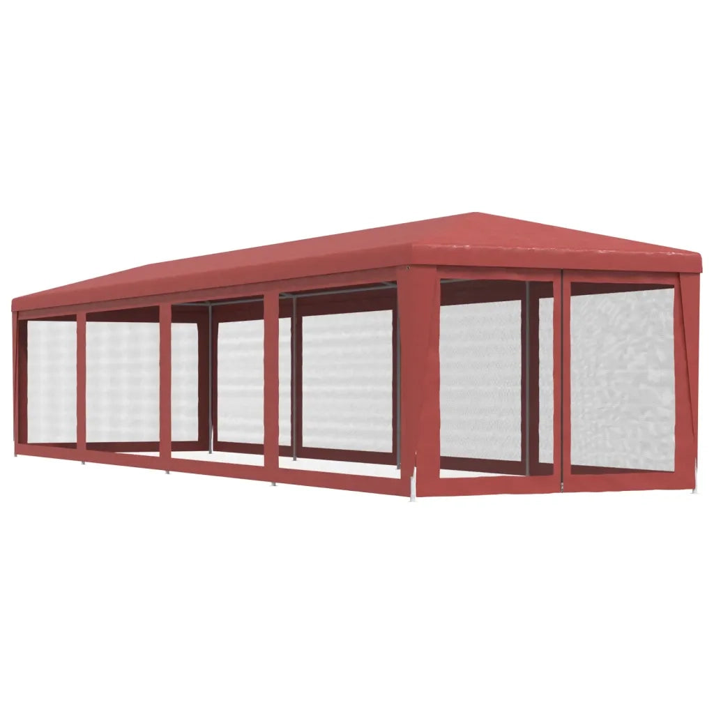 Tenda per Feste con 10 Pareti Laterali in Rete-Tenda da campeggio Rossa 3x12m HDPE