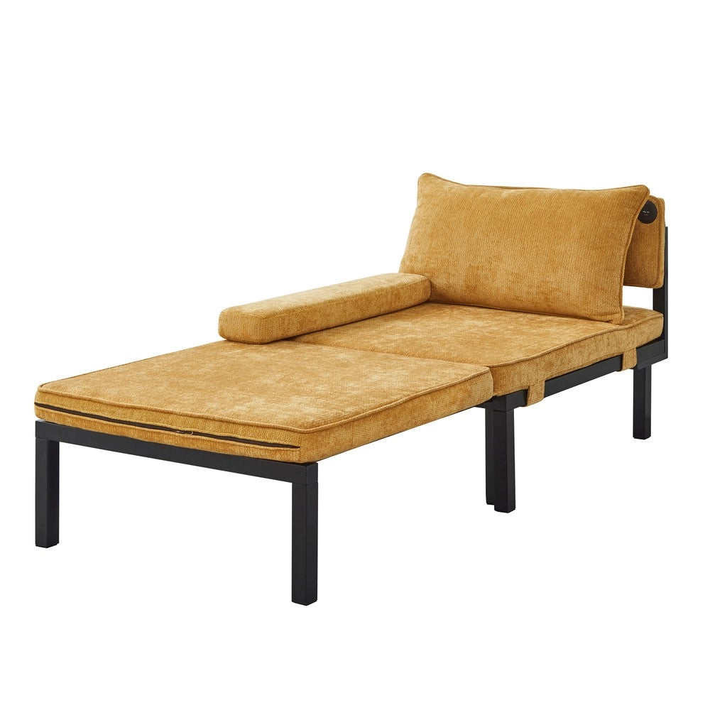 Divano Letto Singolo Pieghevole con Cuscino e Porta USB ¨C Xylo ¨C Giallo