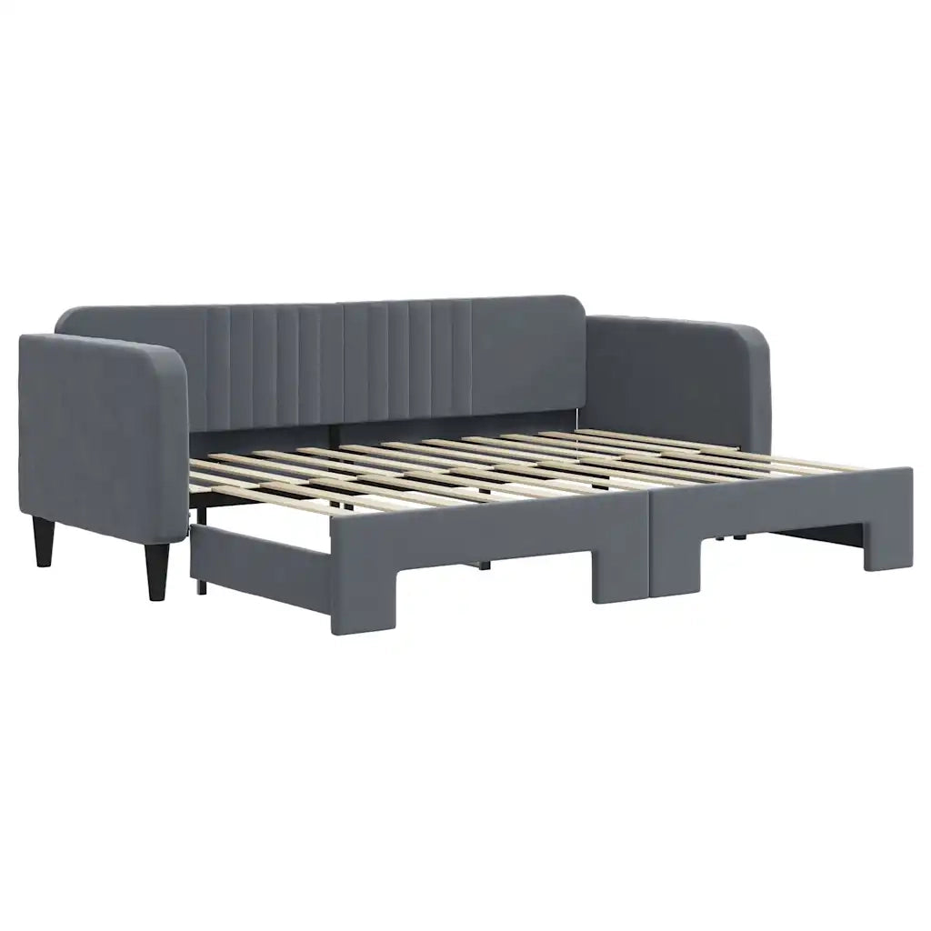 Divano Letto con Letto Estraibile Grigio Scuro 80x200cm Velluto 3197057