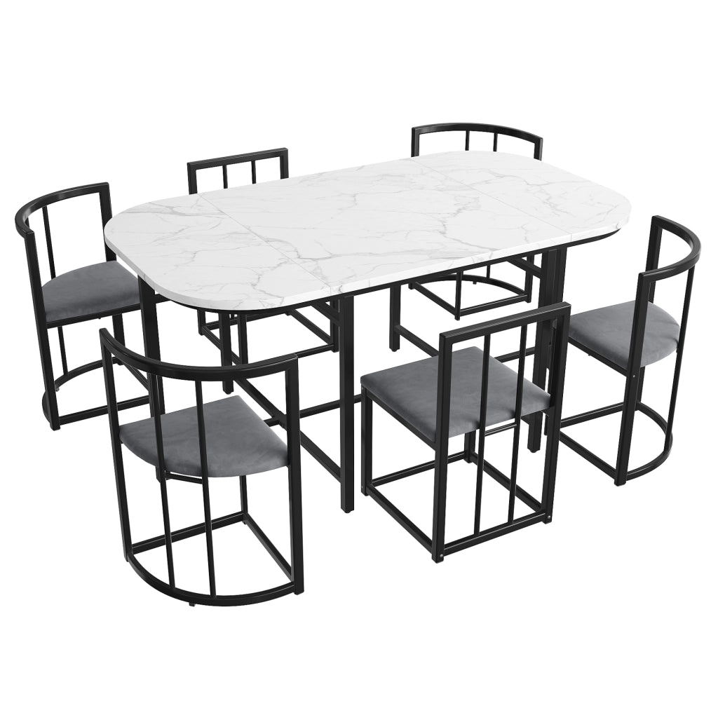 Set da pranzo 140x80x76 cm; 6 posti; in MDF nero
