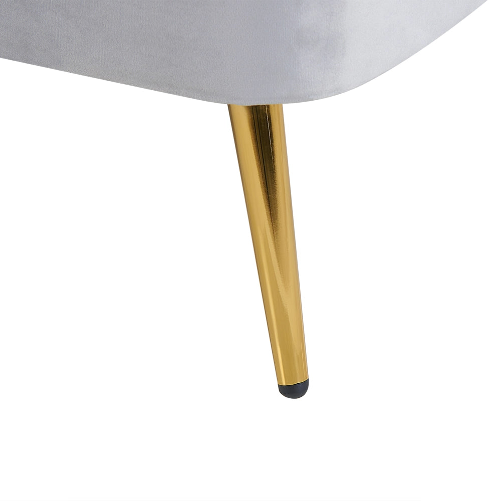 Chaise longue Velluto Grigio Chiaro Rivestimento Gambe In Metallo dorato versione destra