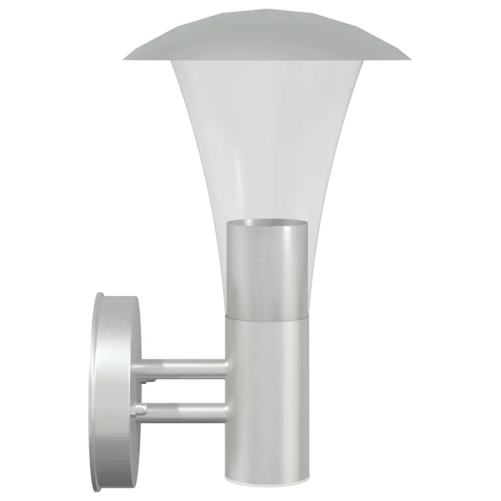 Set di 2 applique da esterno 17,5 x 17,5 x 28 cm finitura robusta design elegante in acciaio inox argento 02_0056556