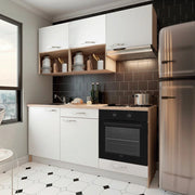 Cucina Completa Cuneo 180 cm con Elettrodomestici Inclusi – Rovere e Bianco Opaco