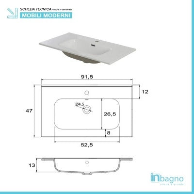 Mobile bagno sospeso tortora 90x47 cm con specchio e ceramica inclusi