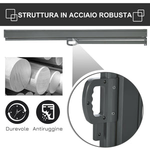 Frangivista da Giardino Estensibile 300x160A cm Poliestere Anti UV e Alluminio Grigio