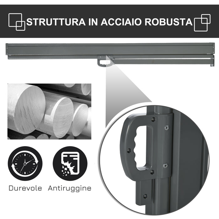 Frangivista da Giardino Estensibile 300x160A cm Poliestere Anti UV e Alluminio Grigio