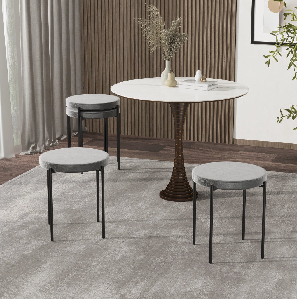 Set di 4 sgabelli impilabili in velluto grigio scuro