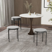 Set di 4 sgabelli impilabili in velluto grigio scuro