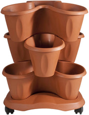 SET TRIFOGLIO CON 3 VASI E SOTTOVASO CON RUOTE