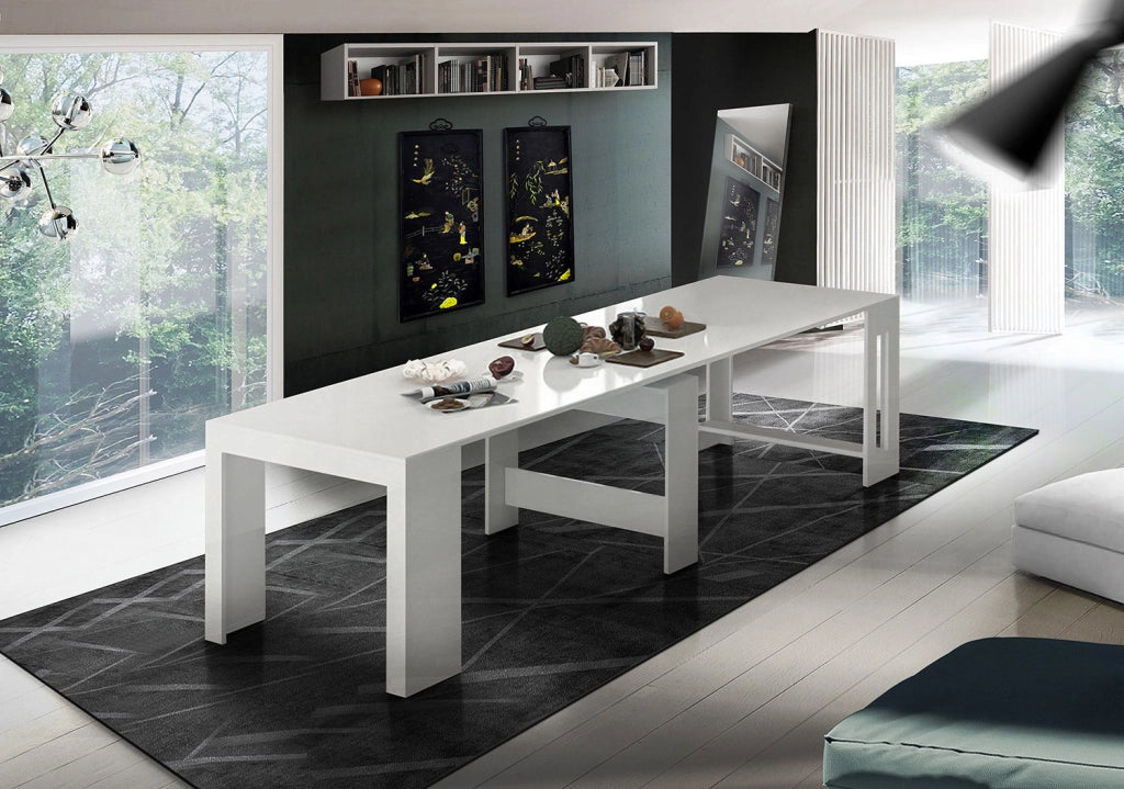 Consolle Allungabile 51/300x90x77 cm Pratika Bianco Lucido