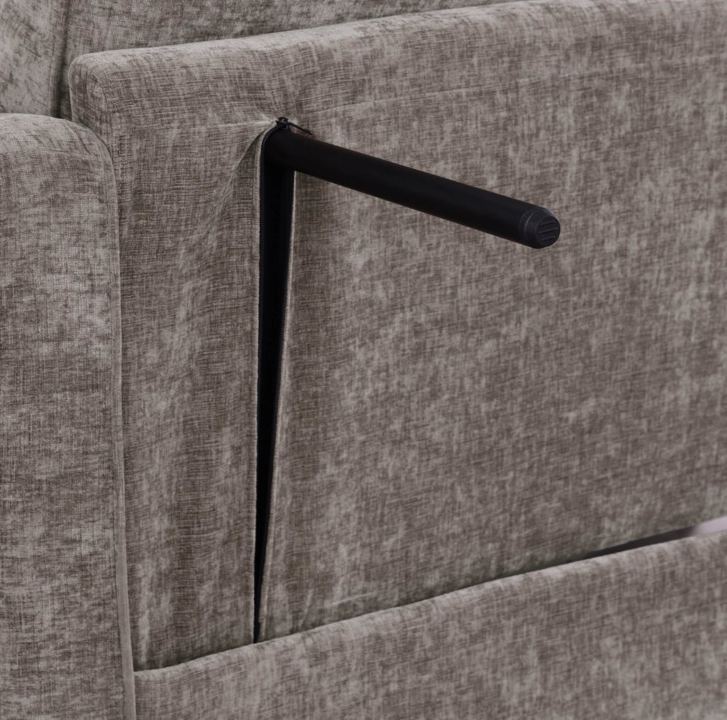 Divano letto 2 in 1 con pouf contenitore; 132x129x93 cm; eucalipto; marrone