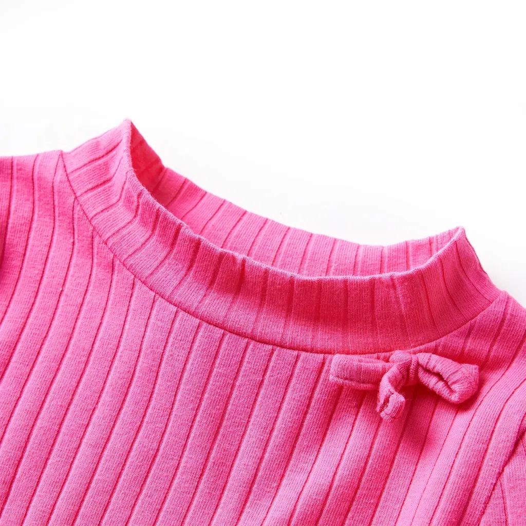 Maglietta da Bambina a Maniche Lunghe a Costine Fucsia 116 13841