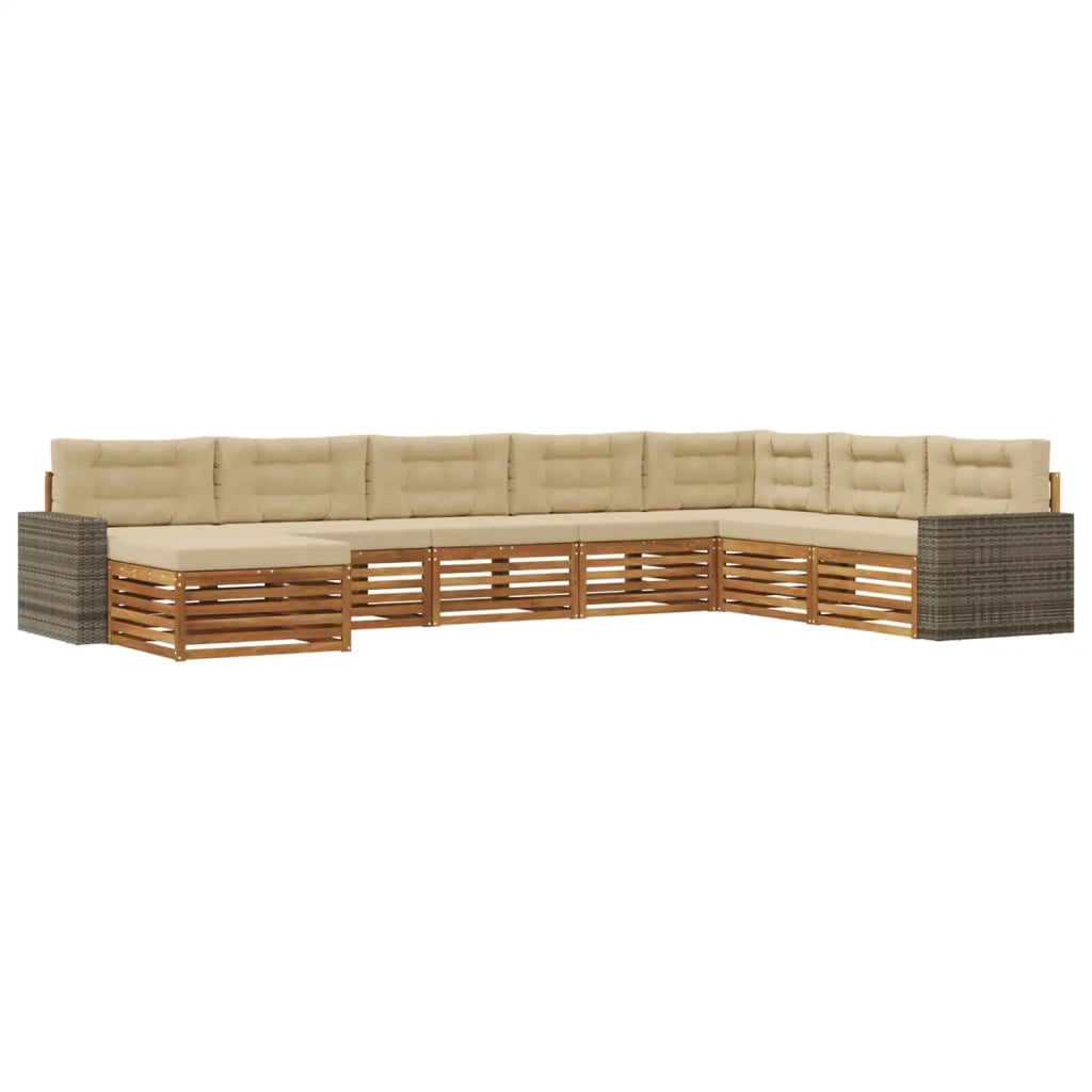 Set di divani da esterno 8 pz Naturale e Beige 3383731