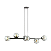 Lampadario Emibig Rossi 6 luci E14 nero vetro 110cm