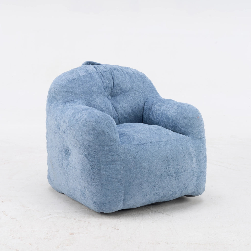Pouf lounge in pelliccia sintetica con schienale ergonomico e imbottitura in schiuma sminuzzata senza montaggio blu