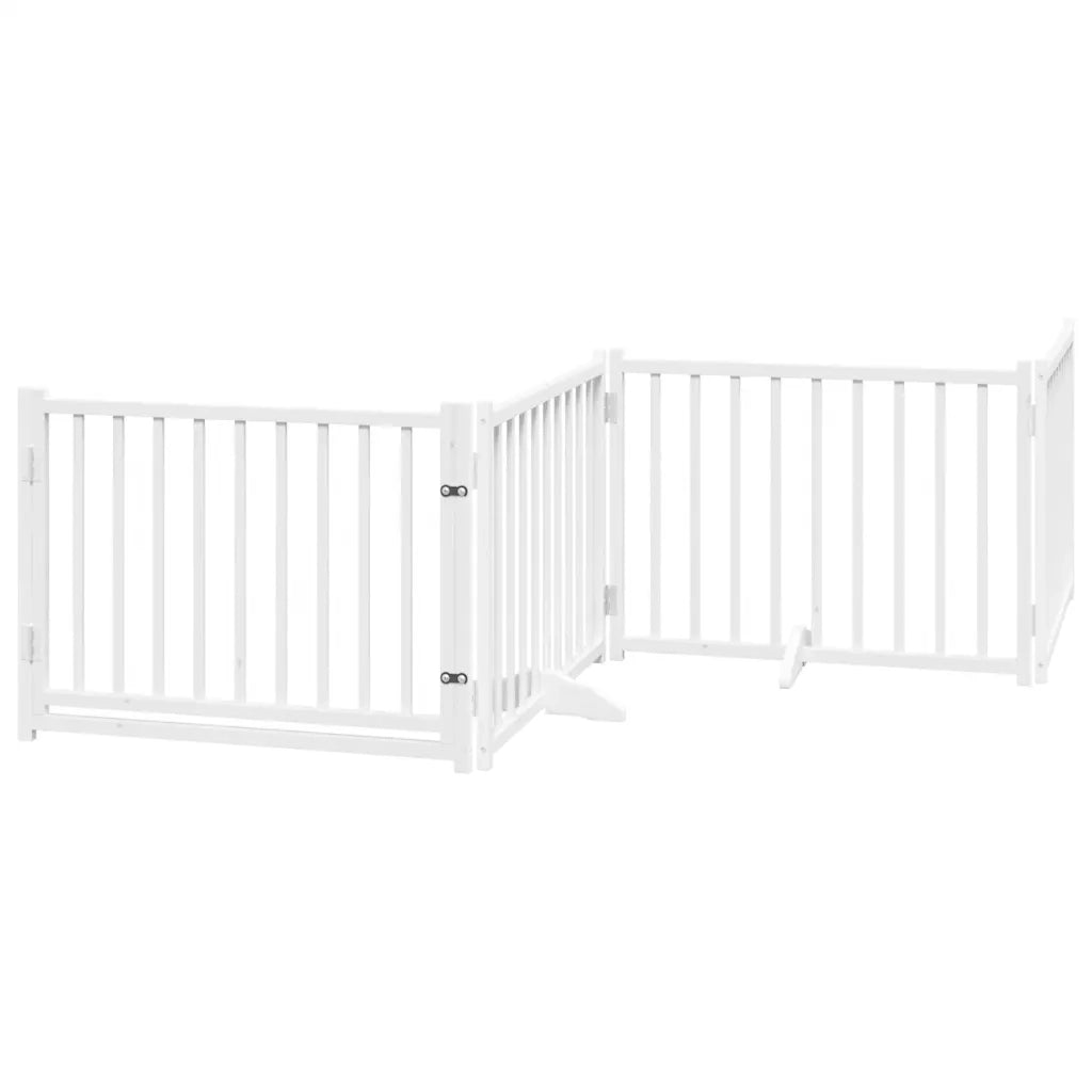 vidaXL Cancello Cani Pieghevole Bianco 4 Pannelli 320cm Massello Abete