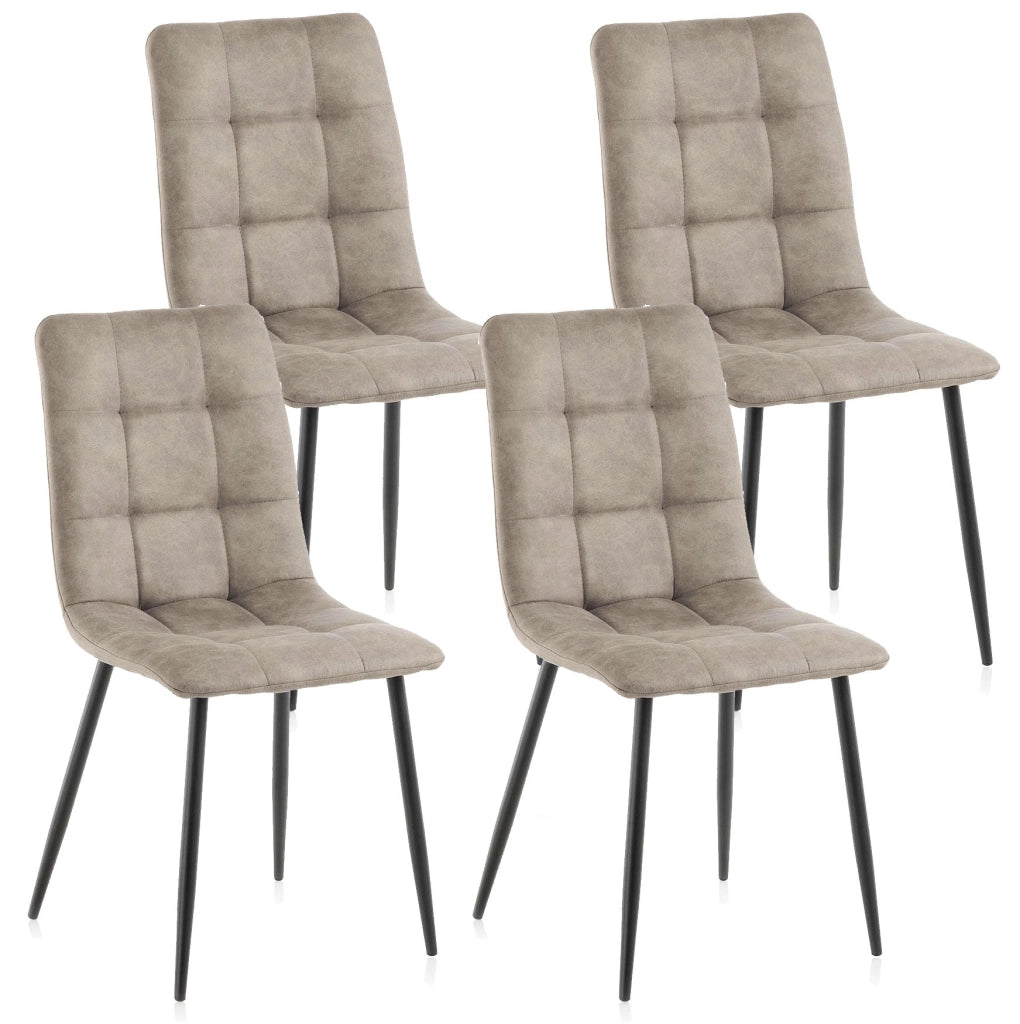 Set 4 Sedie 42,5x52,5x87,5 cm in Similpelle Marrone Chiaro