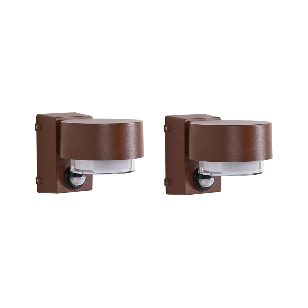 Set di 2 lampade da parete a LED per esterni in alluminio marrone 10 cm dal design moderno