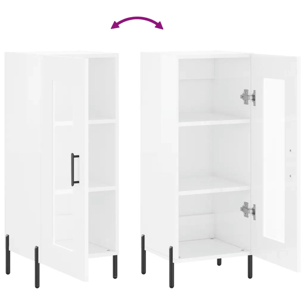Credenza-Buffet-Armadio da cucina Bianco Lucido 34,5x34x90 cm in Legno Multistrato 882921