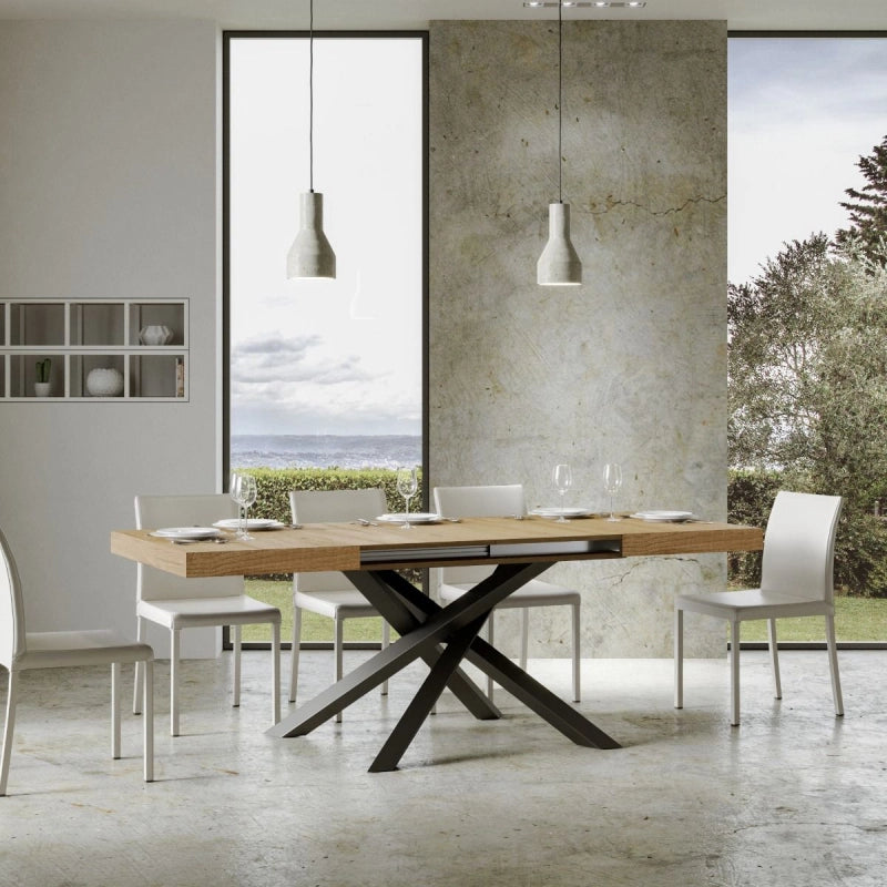 Tavolo allungabile 90x180/284 cm Volantis telaio Antracite - Quercia Natura