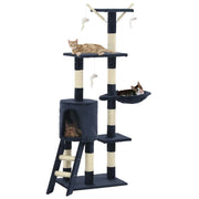 Albero per Gatti con Tiragraffi in Sisal 138 cm Blu Scuro cod mxl 20778