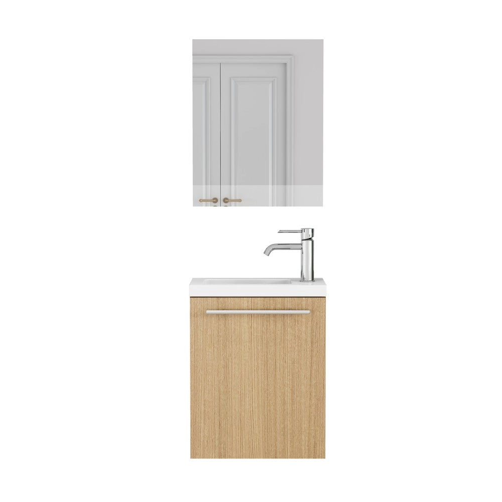 Set mobile sottolavabo con lavabo e specchio ¨C Minimal ¨C Rovere, 60x30x80