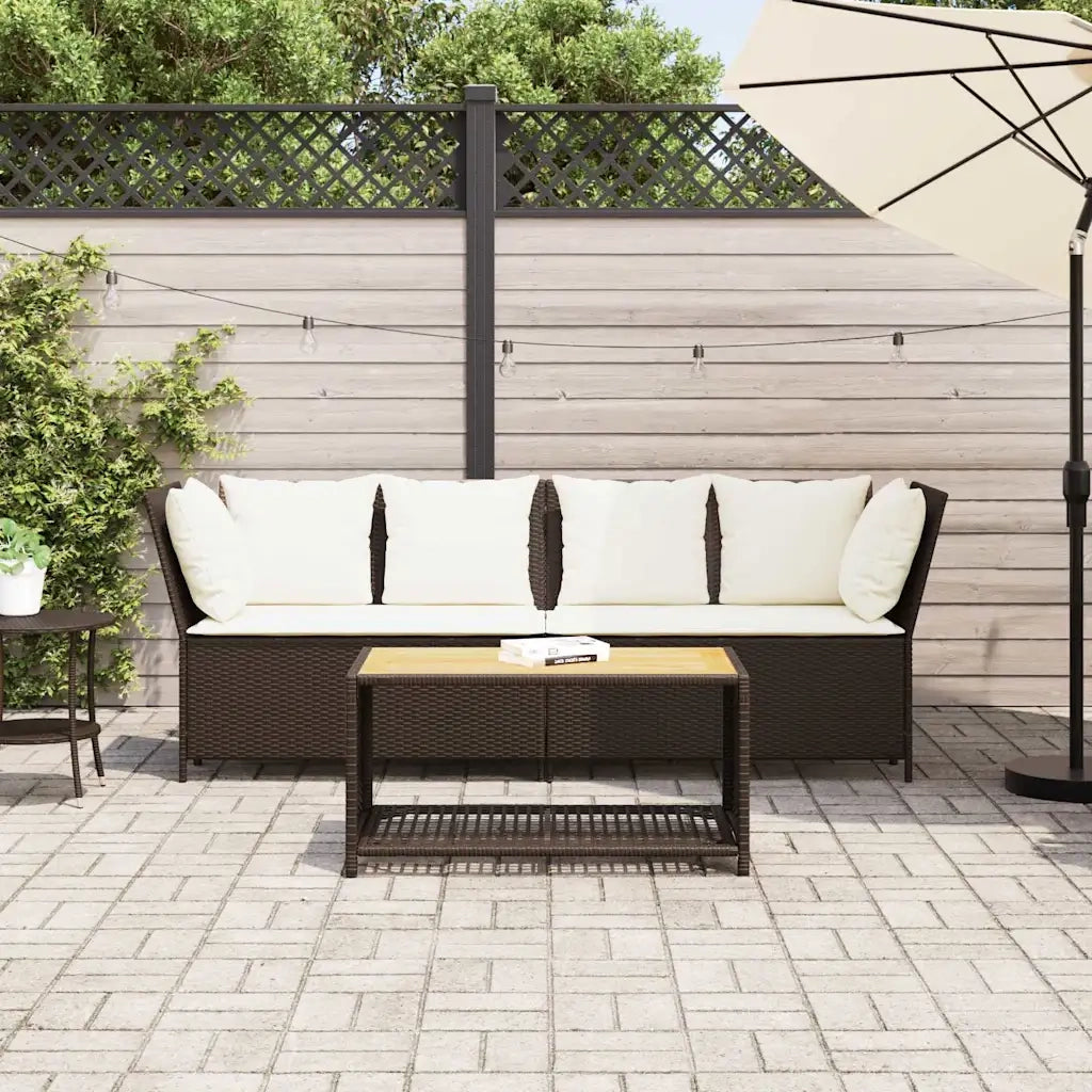 Divano da Giardino con Cuscini-Sofa da Giardino-Divano da esterno in Polyrattan Marrone 558995