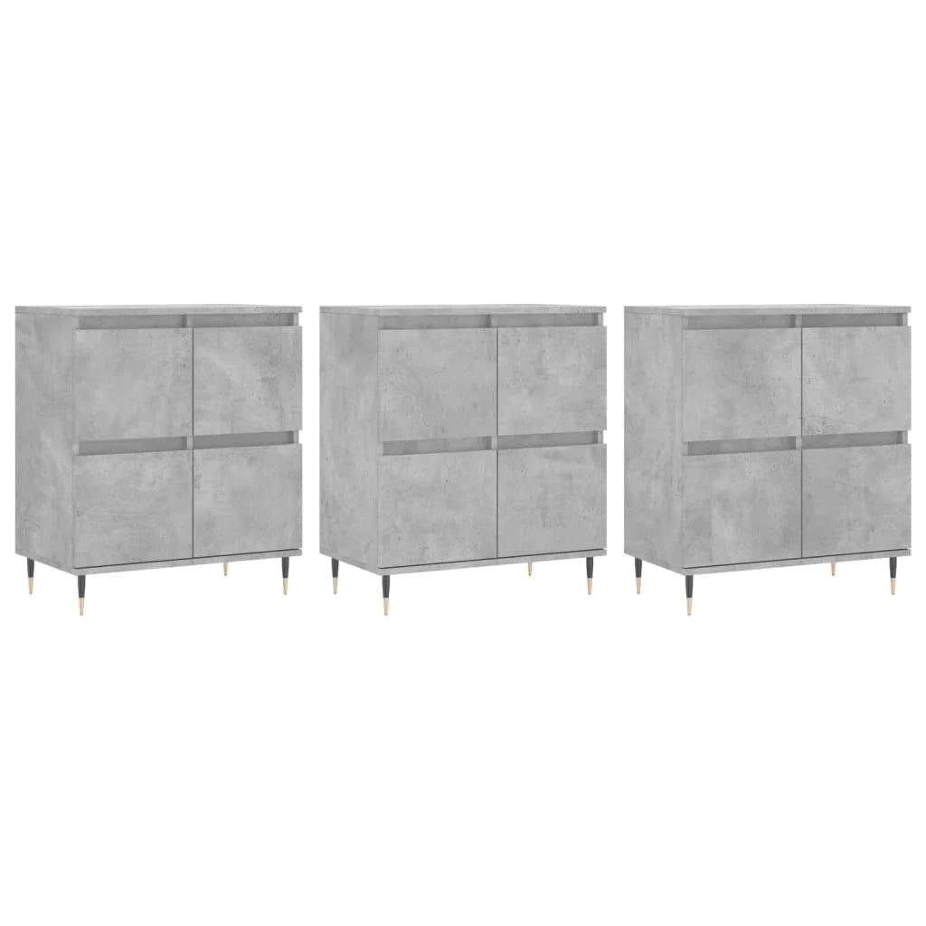 Buffet credenza cassettiera armadio mobile contenitore organizer per cucina soggiorno salotti 3 pezzi legno ingegnerizzato grigio 02_0037136
