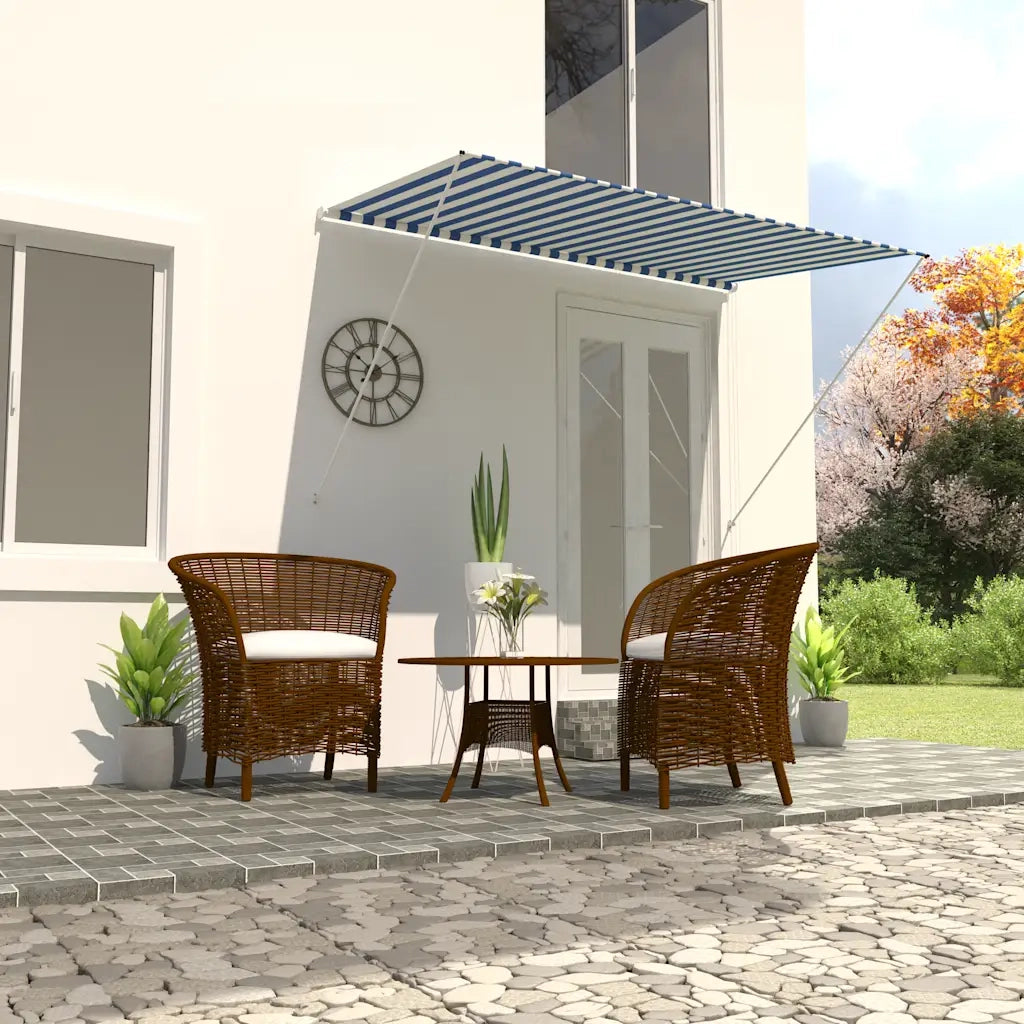 Tenda da Sole Retrattile 250x150 cm Blu e Bianco 143748