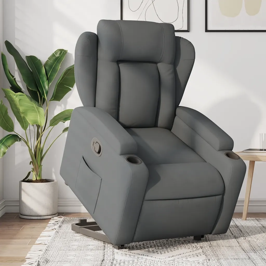 Poltrona Alzapersona Reclinabile Grigio Scuro in Tessuto 3204483