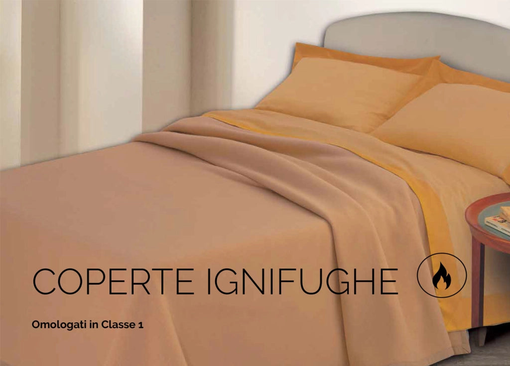 Coperta Ignifuga In Misto Lana - Singolo - Cammello