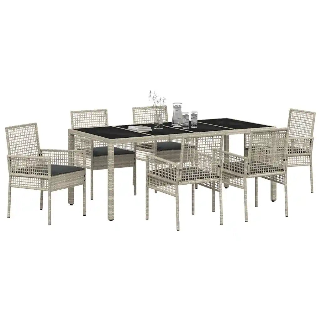 Set da Pranzo per Giardino 7 pcs Grigio chiaro polyrattan 3334899