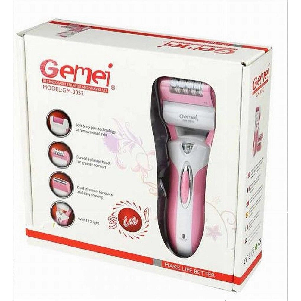 Trade Shop - Epilatore Rasoio Elettrico Ricaricabile 3in1 Donna Corpo Pedicure Lima Gm-3052 -