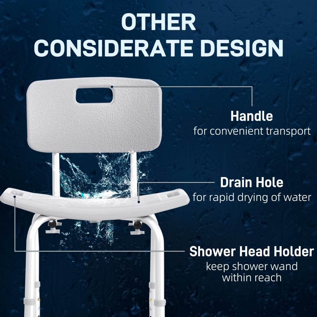 Sedia da Doccia Bagno ¨C Xylo ¨C Alluminio Plastica Regolabile 8 Livelli 71-88cm Antiscivolo