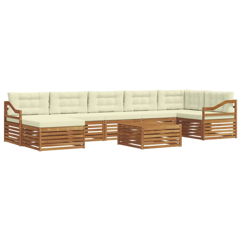 Set di divani da esterno con cuscino 8 pcs Naturale e Crema