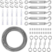 Kit di apertura di cancello per giardino - Hek Leuning - Guscio PVC - Stagno pesante in acciaio inossidabile - 30m - Viti a dado - Viti a occhiello - Chiave inglese per viti a spalla - Griglia di apertura
