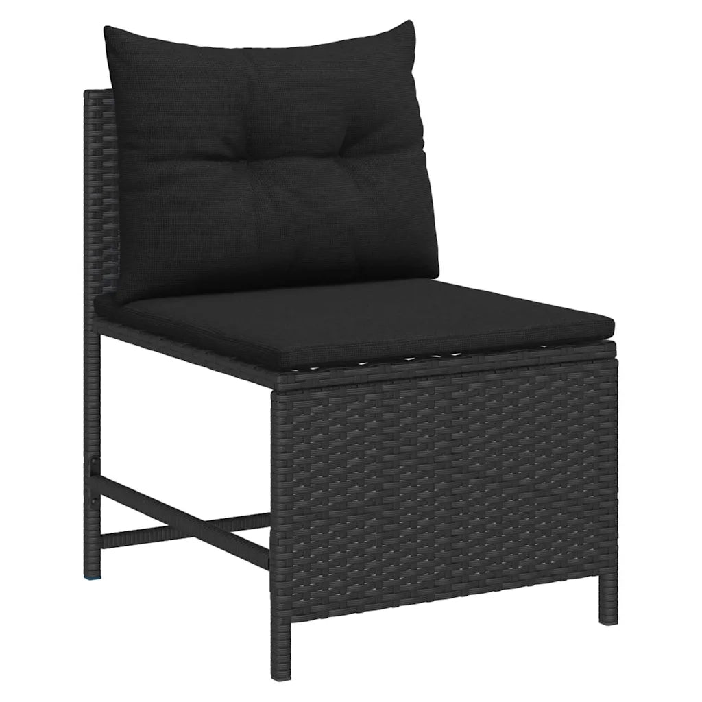 Set Divano da Giardino con cuscino 6 pz-Sofa da Giardino-Divanetto da esterno Nero polyrattan 563091