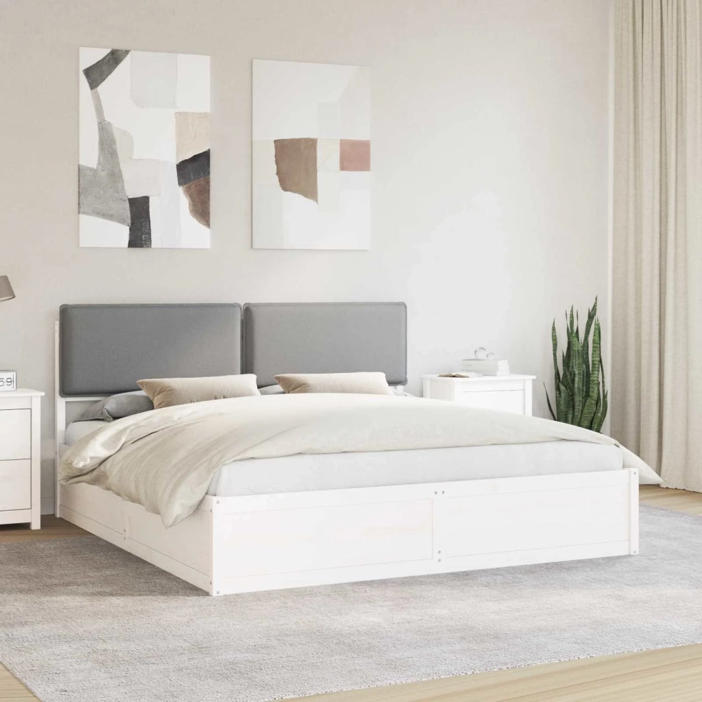 Letto con Testiera Rivestita Grigio chiaro 200 x 200 cm 3398108